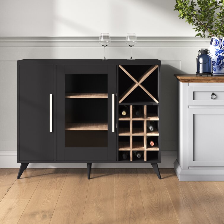 Gray wine bar online cabinet